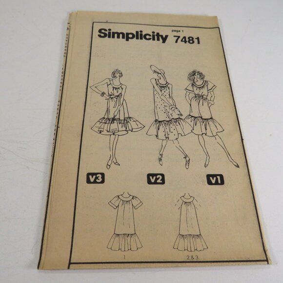 Simplicity 7481 Clothing Pattern EASY UNCUT size22-24 Dress, short sleeves shit - Picture 3 of 8